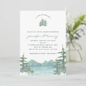マウンテンレイクテーマウォーターカラーブライダルシャワー 招待状 (スタンド正面)