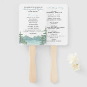 マウンテンレイクテーマウォーターカラー結婚式 プログラム ハンドファン (正面&裏面)