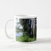 マウンテンレイクフォレスト、ハンモック、波止場、マグカップ コーヒーマグカップ (左)