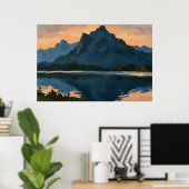 マウンテンレイクランドスケープ ポスター (ホームオフィス)