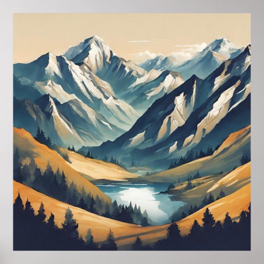 マウンテンレイクランドスケープ ポスター (正面)