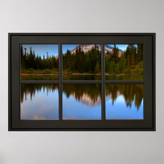 マウンテンレイクリフレクションフェイクウィンドウイリュージョン ポスター (正面)