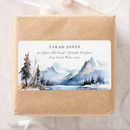 マウンテンレイク冬の雪のランドスケープアドレス ラベル