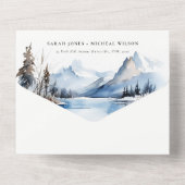 マウンテンレイク冬の雪の風景結婚ズ オールインワン招待状 (裏面)