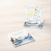 マウンテンレイク冬の雪の風景結婚ズ スクエアペーパーコースター (インサイチュ)