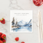 マウンテンレイク冬の雪の風景結婚ズ スタンダードカクテルナプキン (インサイチュ)