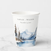 マウンテンレイク冬の雪の風景結婚ズ 紙コップ (裏面)