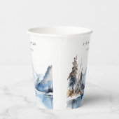 マウンテンレイク冬の雪の風景結婚ズ 紙コップ (右)