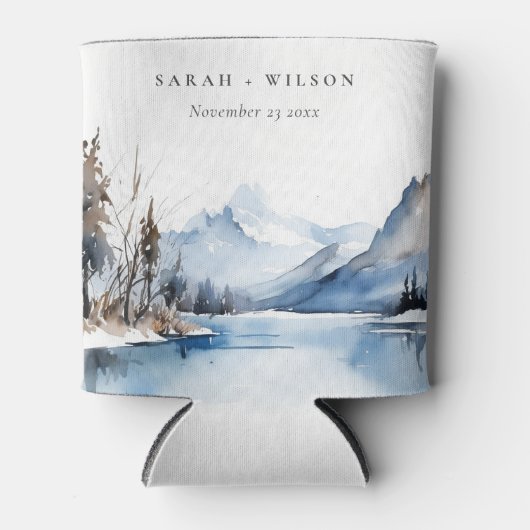 マウンテンレイク冬の雪の風景結婚ズ 缶クーラー (正面)