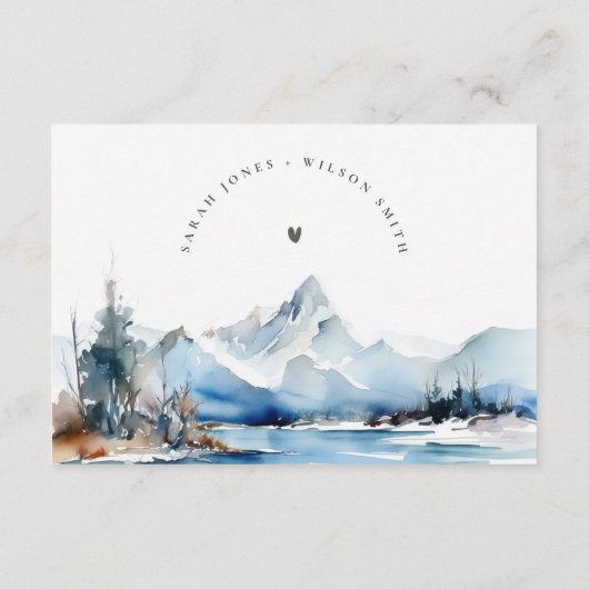 マウンテンレイク冬の風景ウェディングレセプション エンクロージャーカード (裏面)