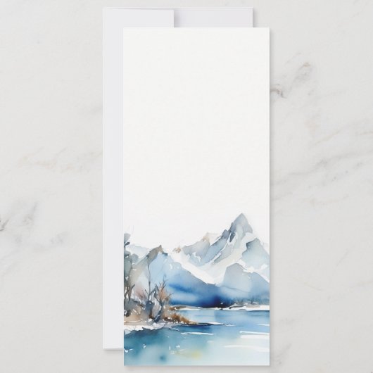 マウンテンレイク冬の風景結婚のメニュー 招待状 (裏面)