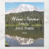 マウンテンレイク反射パーソナライズされた風景 ワインラベル (シングルラベル)