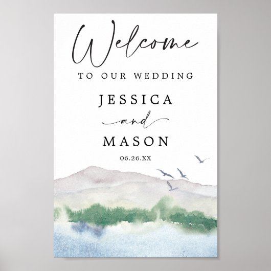 マウンテンレイク結婚のウェルカムサイン ポスター (正面)