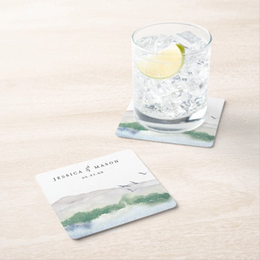 マウンテンレイク結婚ズコースター スクエアペーパーコースター (インサイチュ)