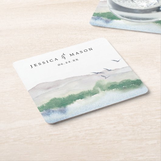 マウンテンレイク結婚ズコースター スクエアペーパーコースター (アングル)