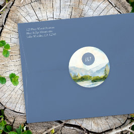 マウンテンレイク結婚ズシンプルモノグラム水の色 ラウンドシール