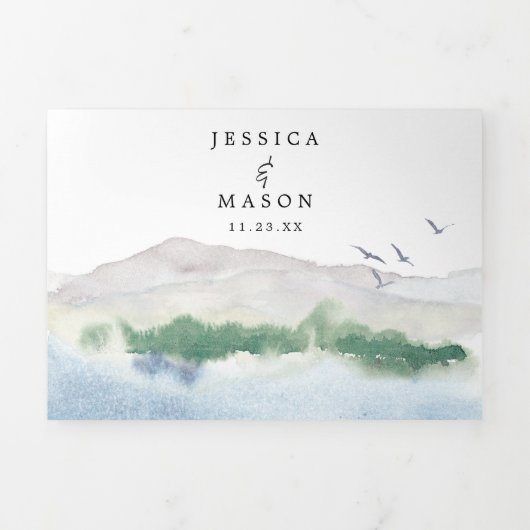 マウンテンレイク結婚ズ三折招待状RSVP 三つ折り招待状 (カバー)