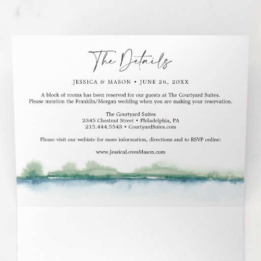 マウンテンレイク結婚ズ三折招待状RSVP 三つ折り招待状 (内部最初)