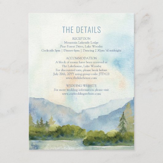 マウンテンレイク結婚ズ詳細水彩 エンクロージャーカード (正面)