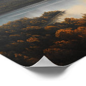 マウンテンレイク絵画ランドスケープの風景 ポスター (角)