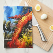 マウンテンレイク：景勝地 キッチンタオル (四つ折り)