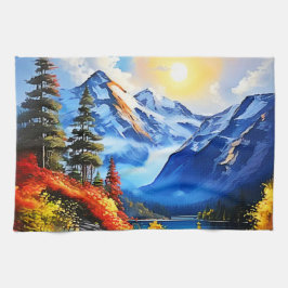 マウンテンレイク：景勝地 キッチンタオル