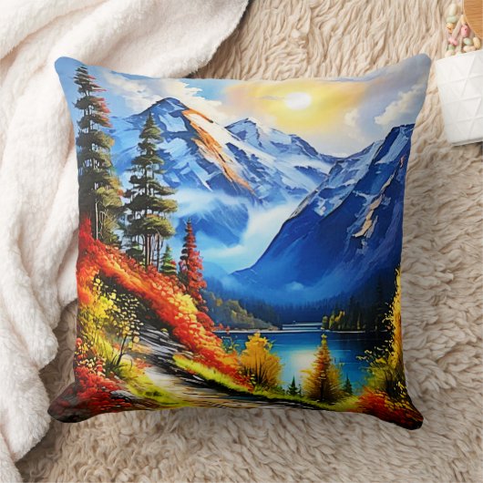 マウンテンレイク：景勝地 クッション (ブランケット)