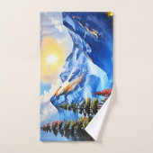 マウンテンレイク：景勝地 バスタオルセット (ハンドタオル)