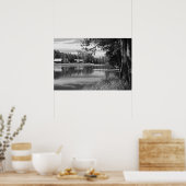 マウンテンレイク、波止場、白黒 ポスター (キッチン)