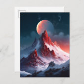 マウンテンレッドムーンファンタジーランドスケープ葉書 ポストカード (正面/裏面)