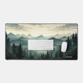マウンテンレンジパインフォレストビューダークグリーンテーマ デスクマット (キーボード&マウス)