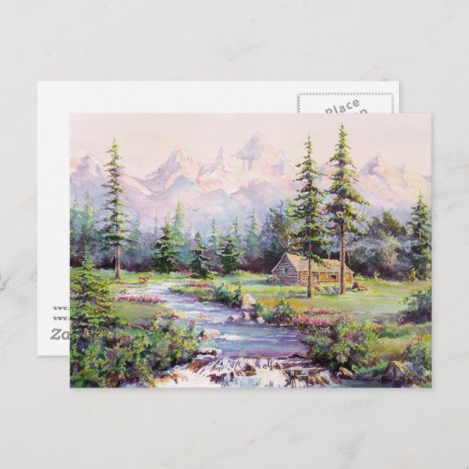 マウンテンログキャビンbyシャロンシャーペ ポストカード (正面/裏面)