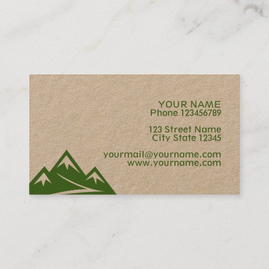 マウンテンロゴの茶色のクラフト名刺テンプレート 名刺 (裏面)
