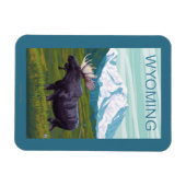 マウンテンワイオミングでムース マグネット (横)