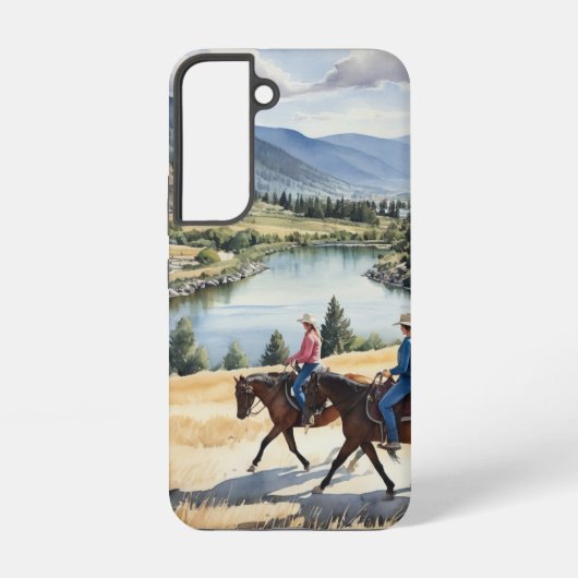 マウンテンワイルダネス湖の馬の乗馬 SAMSUNG GALAXYケース (裏面)