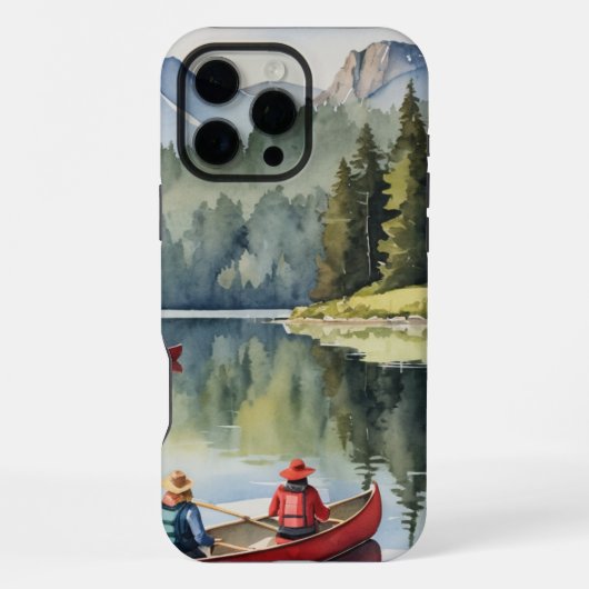 マウンテンワイルダーネスレッドカヌー湖 iPhoneケース (裏面)