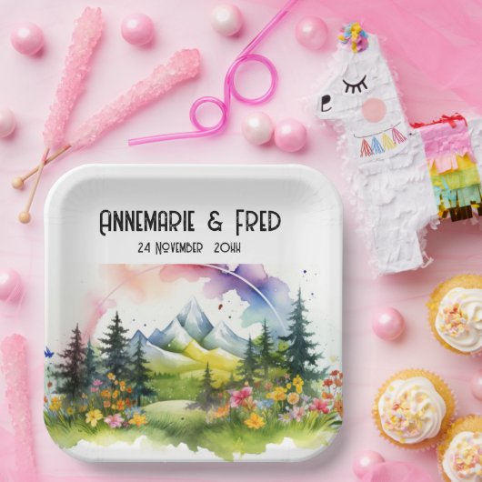 マウンテンワイルドフラワーアウトドア ペーパープレート (パーティー)