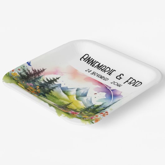 マウンテンワイルドフラワーアウトドア ペーパープレート (傾斜あり)