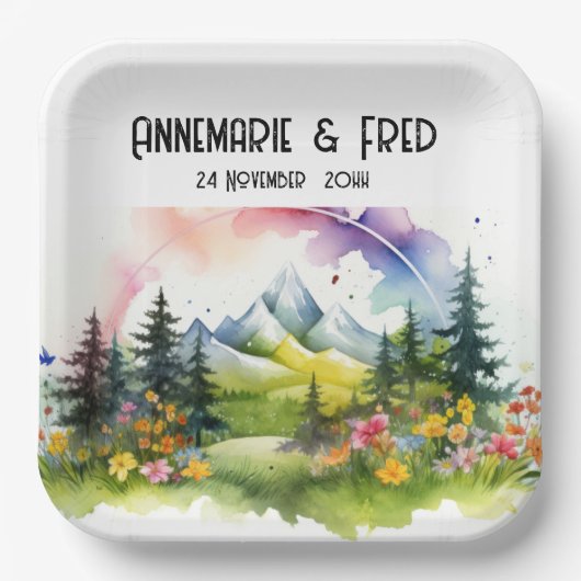 マウンテンワイルドフラワーアウトドア ペーパープレート (正面)