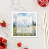 マウンテンワイルドフラワーフローラルミーティングウェディング スタンダードカクテルナプキン (インサイチュ)