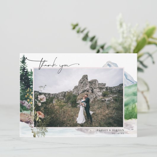 マウンテンワイルドフラワーボホ |結婚さんの写真 サンキューカード (スタンド正面)