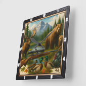 マウンテンワイルドライフハンターズトロフィー スクエア壁時計 (傾斜)