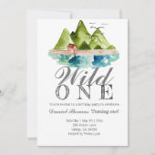 マウンテンワイルド1歳の誕生日パーティー招待状 招待状 (正面)