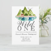 マウンテンワイルド1歳の誕生日パーティー招待状 招待状 (スタンド正面)