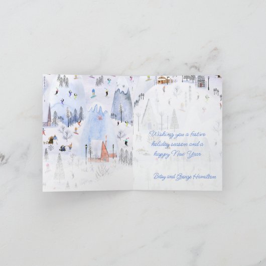 マウンテン忙しスキービレッジメリークリスマス シーズンカード (内部)