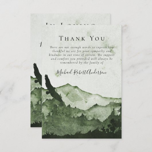 マウンテン悔やみや弔慰葬儀サンキュー ノートカード (正面/裏面)