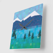 マウンテン湖 スクエア壁時計 (傾斜)
