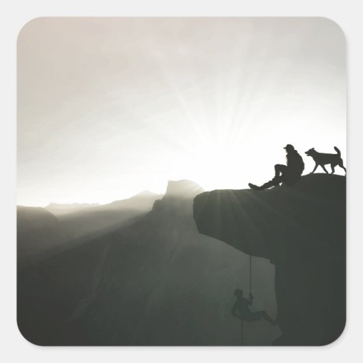 マウンテン登山ヨセミテ動機とユーモア スクエアシール (正面)