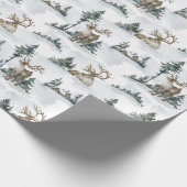マウンテン素朴ウィンターキャビンクリスマス ラッピングペーパー (角)