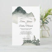 マウンテン素朴ウォーターカラー結婚式招待状 招待状 (スタンド正面)
